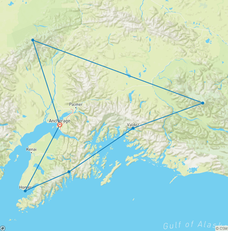Map of Alaska Adventure - 20 Days