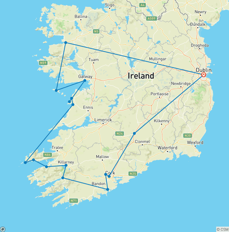 Map of 7-Day Great Atlantic Adventure Small Group Tour