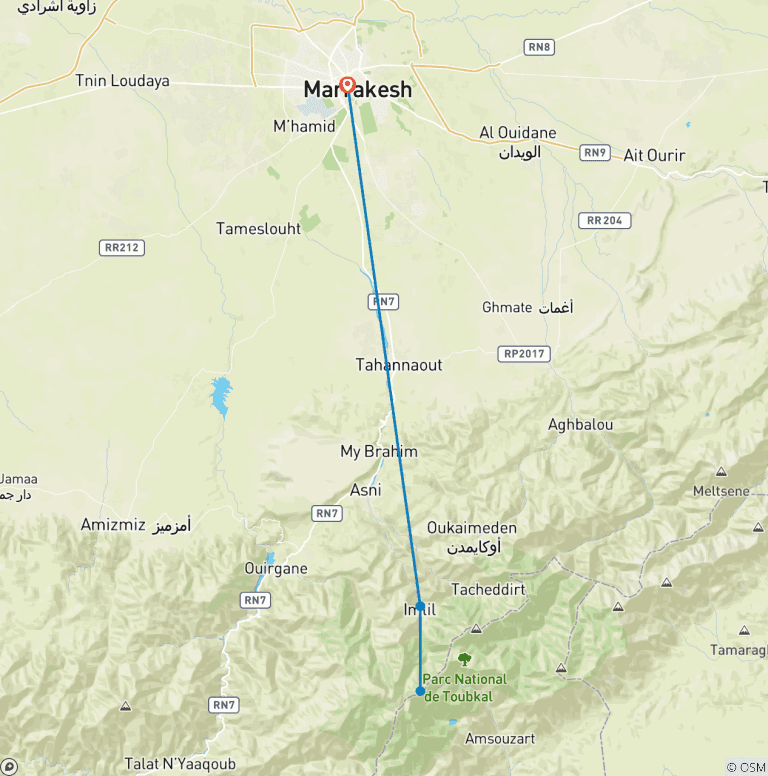 Map of Toubkal Trek (3 days)