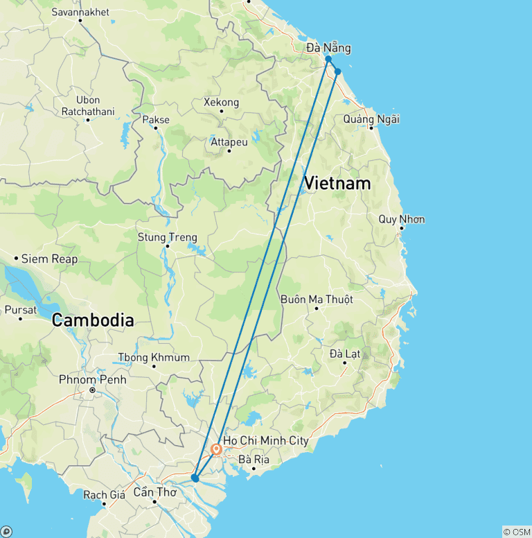 Map of 7 Days Cultural Riches Of Southern And Central Vietnam