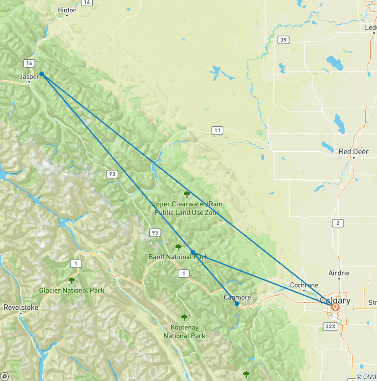 Map of Canada's Rockies (7 Days)