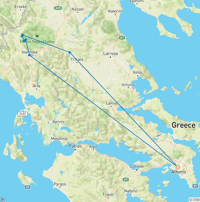 Map of Hiking Zagori & Meteora
