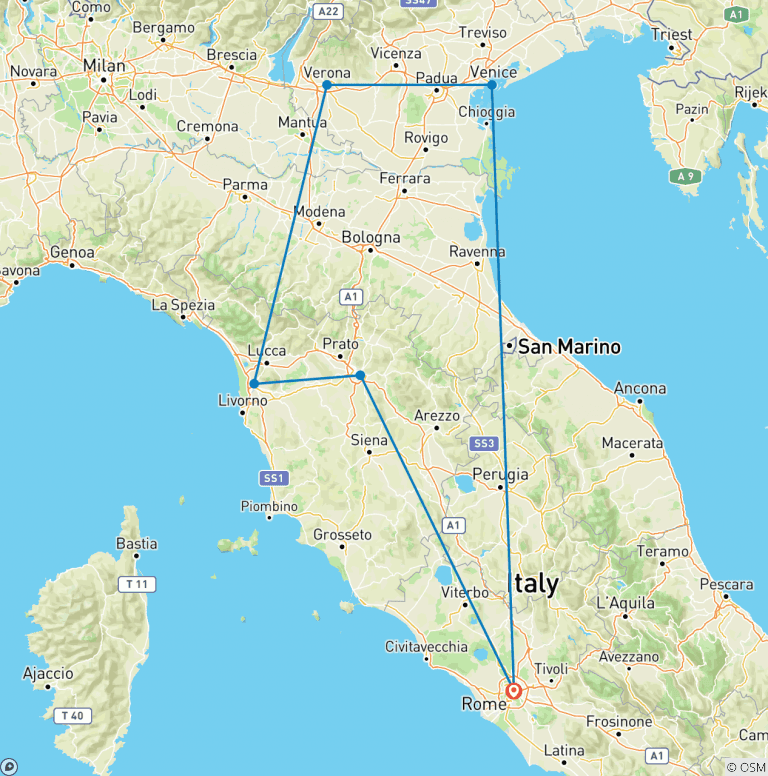 Map of Italian Holiday