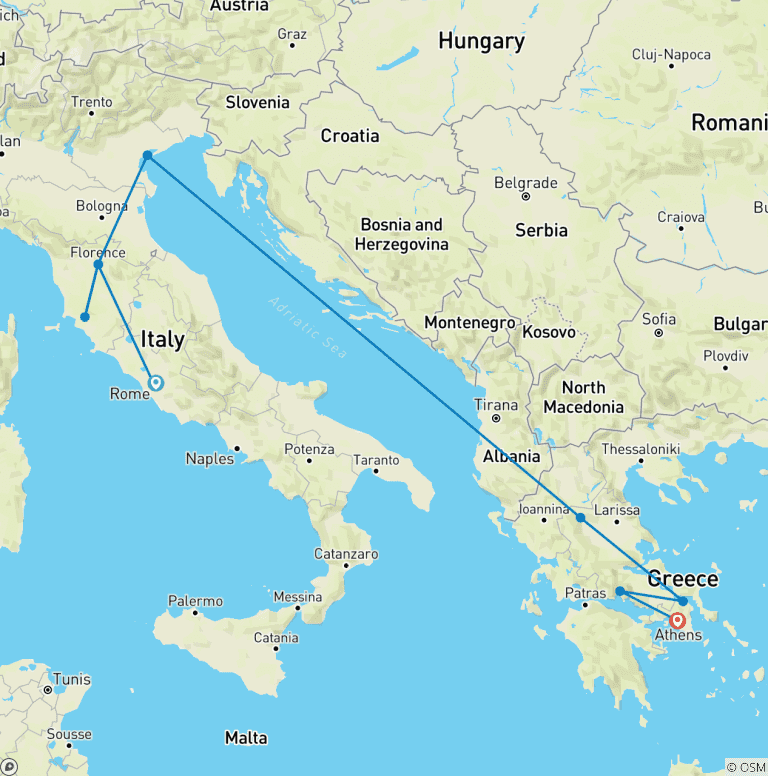 Map of Best of Italy and Greece
