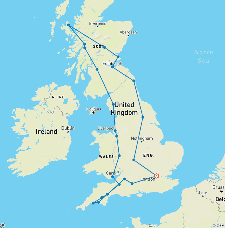 Map of Best of Britain (14 Days)