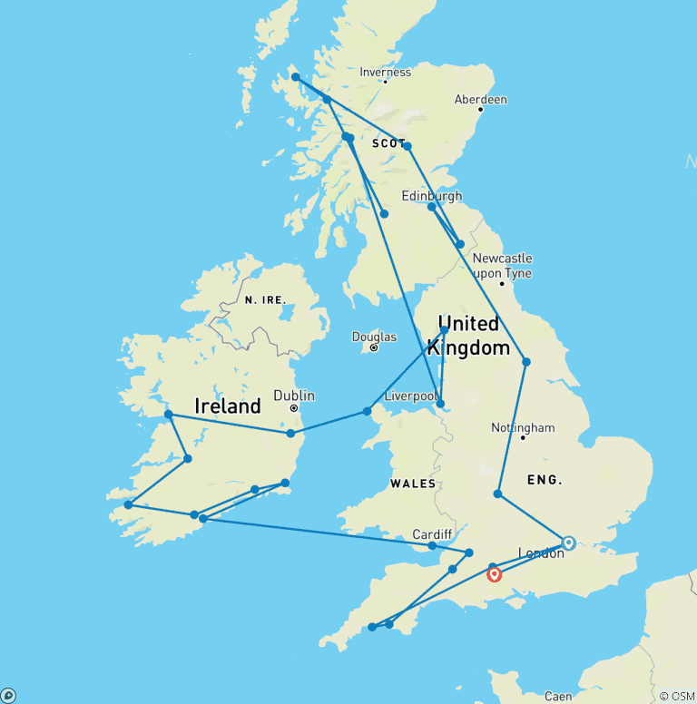 Map of Britain and Ireland Panorama (19 Days)