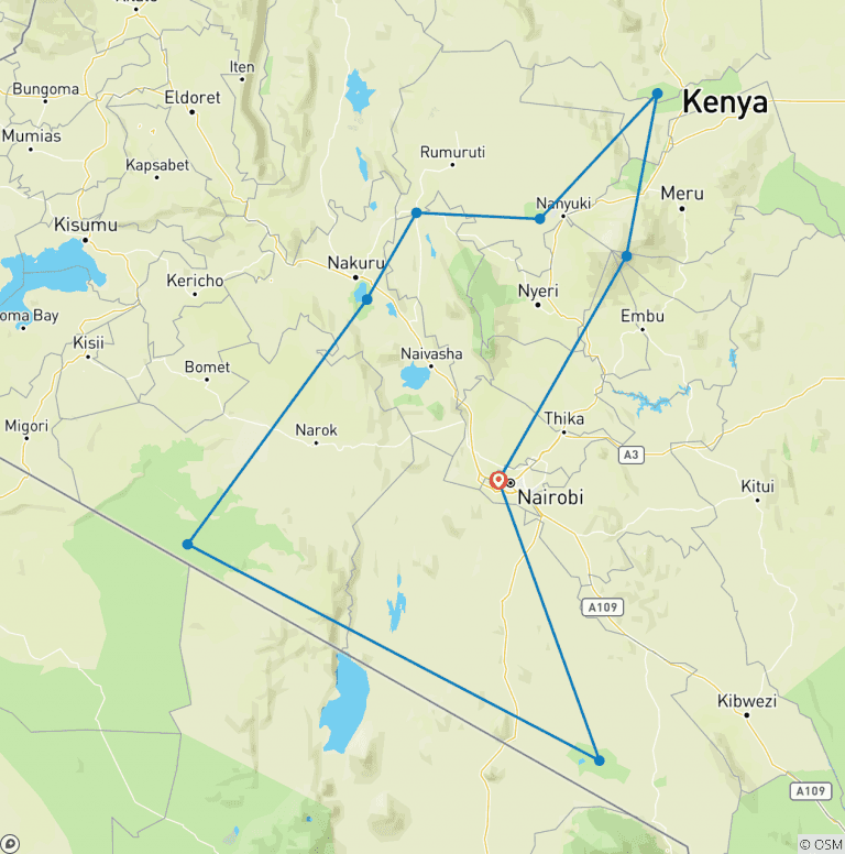 Map of Kenya: A Classic Safari with Nairobi