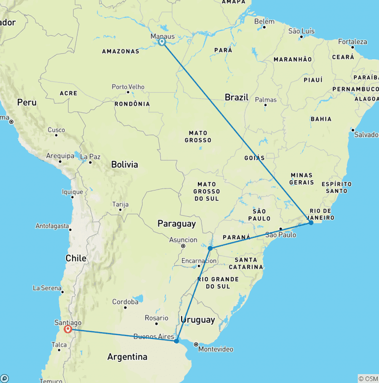 Map of Brazil, Argentina & Chile Unveiled with Brazil's Amazon