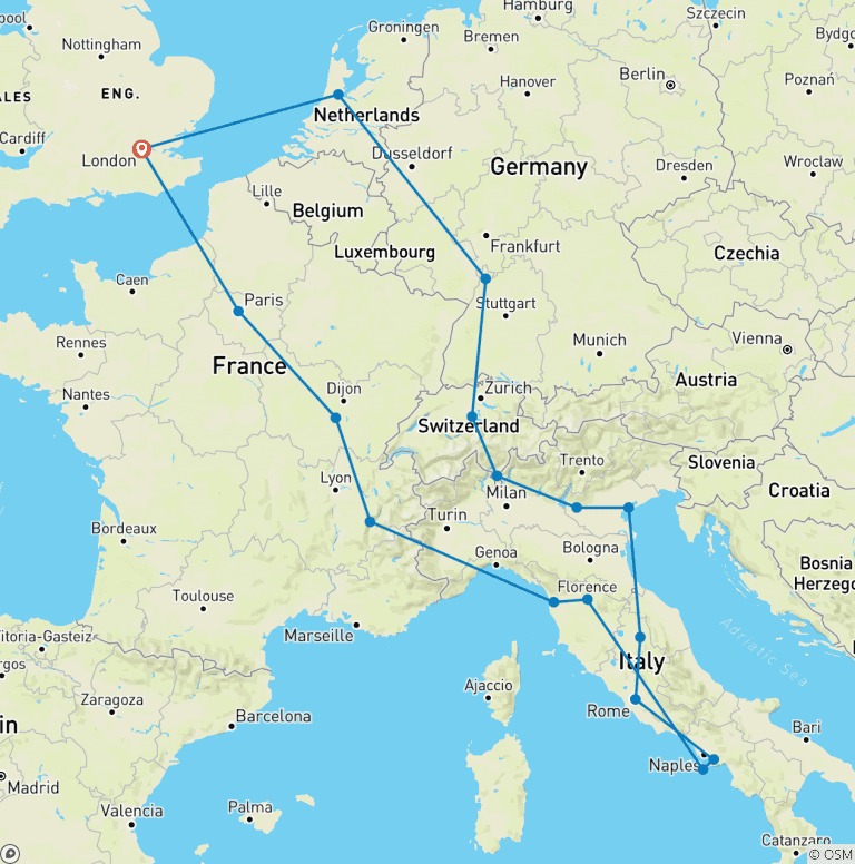 Map of The Best of Europe with London