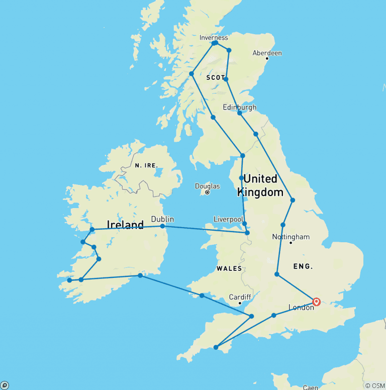 Map of Grand Tour of Britain & Ireland