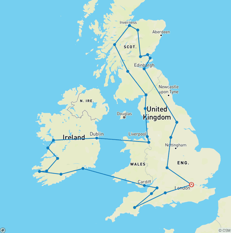 Map of Grand Tour of Britain & Ireland