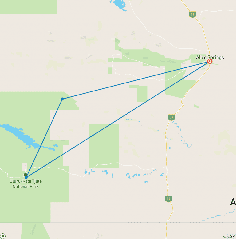 Map of 3 Day Uluru Adventure