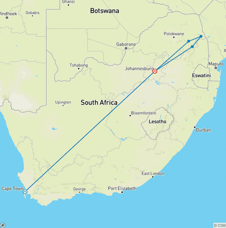 Map of Journeys: Explore Cape Town & Kruger National Park National Geographic Journeys