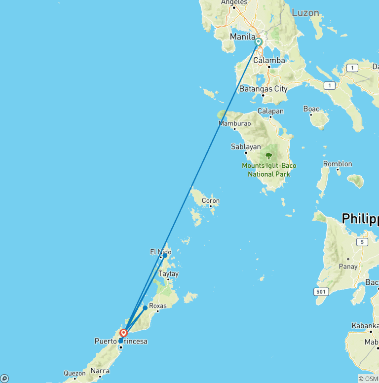 Map of West Philippines Classic 10 Day - One Life Adventures
