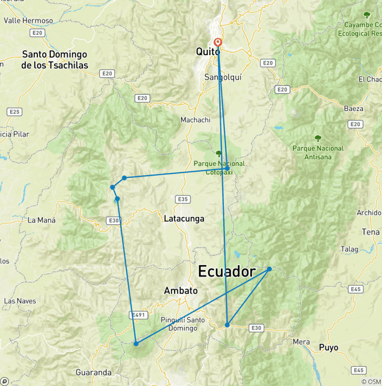 Map of Ecuador Trekking The Avenue of Volcanoes