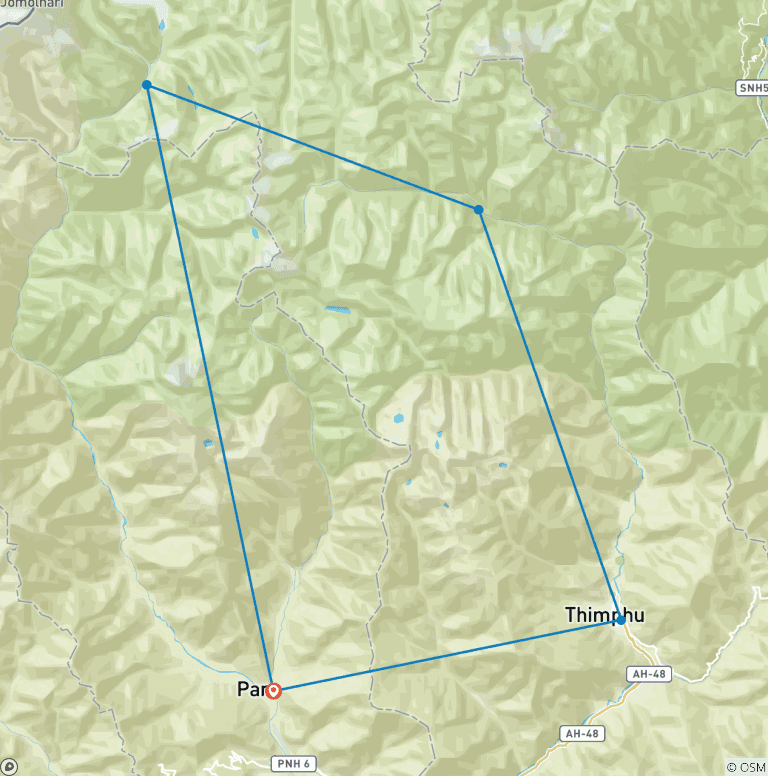 Map of Sacred Chomolhari - (PRIVATE TRIP)