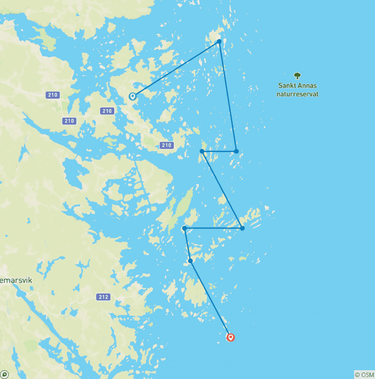 Map of 6-day Kayak & Wild Camp the Archipelago - self-guided
