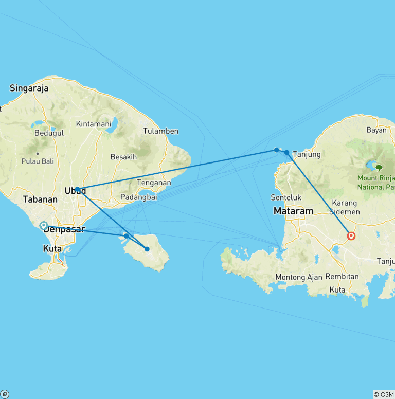 Map of Wanderlands Bali & Lombok - 13 Days