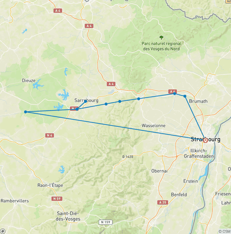 Map of Charming cruise through the heart of Alsace and the Vosges Mountains - Between heritage, art and regional craftsmanship (port-to-port cruise, 11 destinations)
