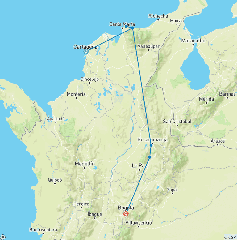 Map of Explore Colombia