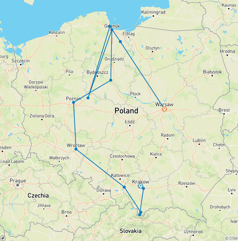 Map of Highlights of Poland (Classic)