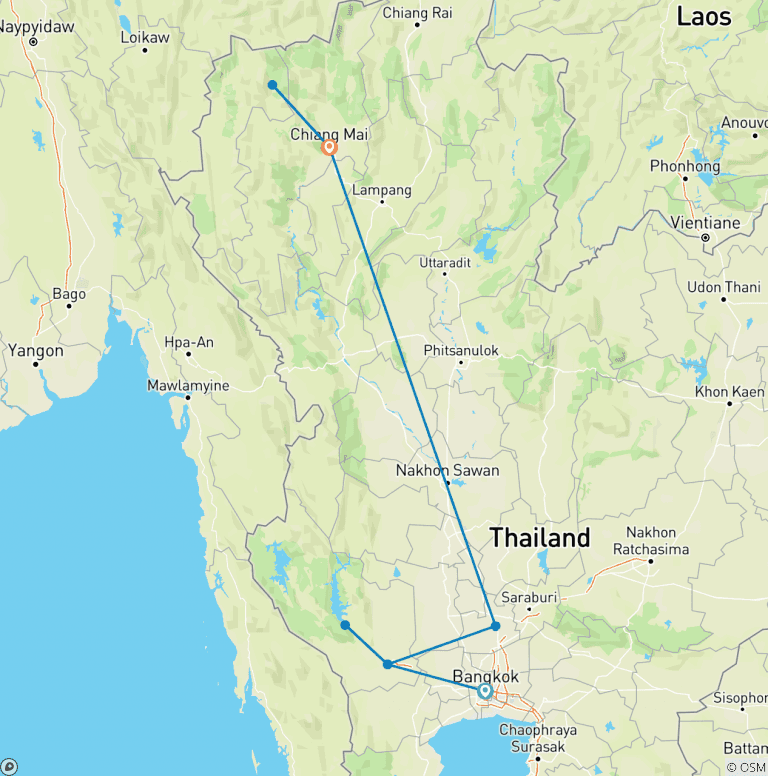 Map of Northern Thailand Adventure