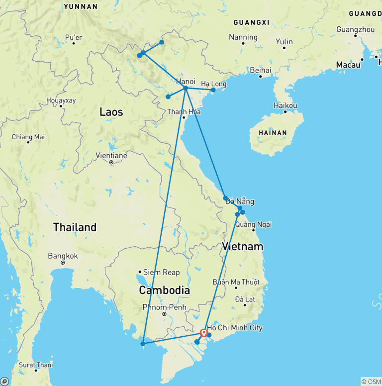 Map of Exclusive Wonders of Vietnam - 21 Days