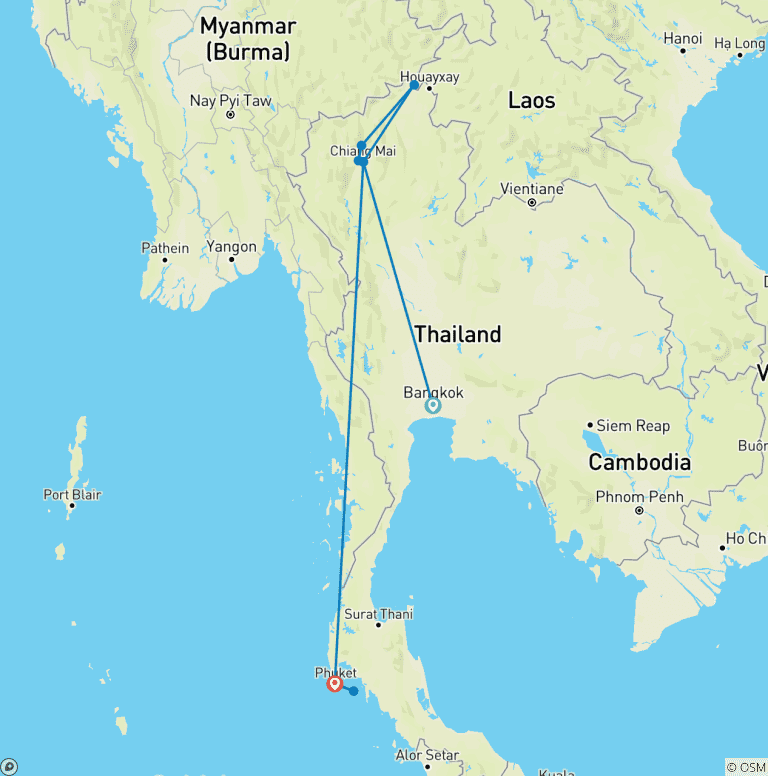 Map of Thailand Highlights 10-Day Package