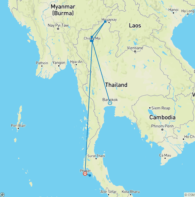 Map of Thailand Highlights 10-Day Package