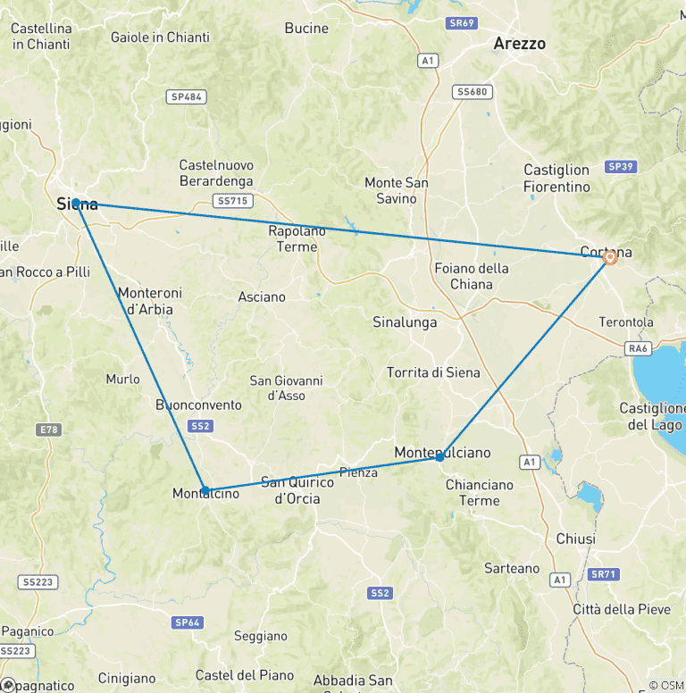Map of Tuscany Gourmet Cooking Tour