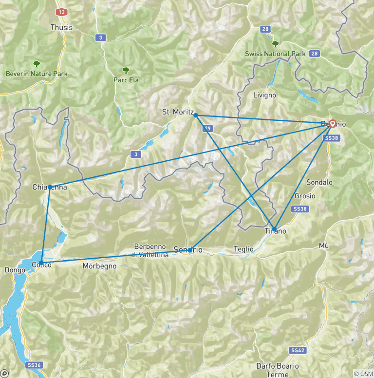 Map of Great Alps- Luxury/Small Group Bike Tour