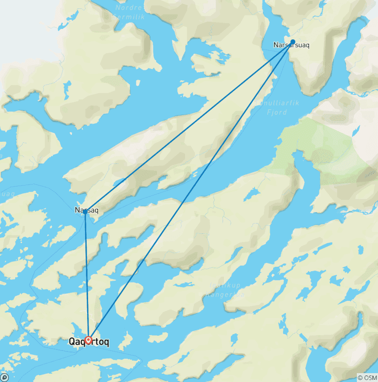Map of South Greenland Grand Adventure - 6 Days
