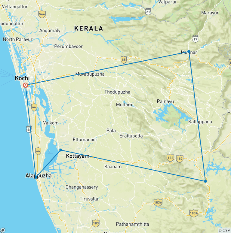 Map of Trip to God's Own Country