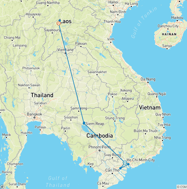 Map of Indochina 10 - Day Unforgettable Journey