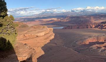 Expansive red rock canyon landscape.