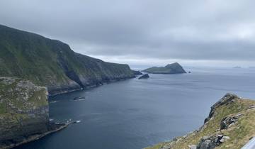 Scenic view of cliffs and ocean.