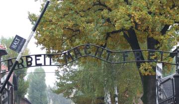 Entrance sign to Auschwitz concentration camp.