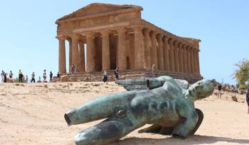 Temple of Concordia with bronze statue in Agrigento.