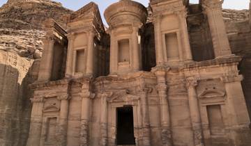 The Monastery in Petra carved into rock.