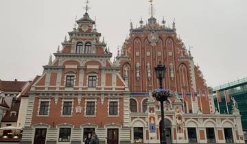Iconic buildings with ornate facades in a historic square.
