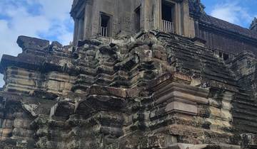 Close-up of a temple tower with intricate carvings