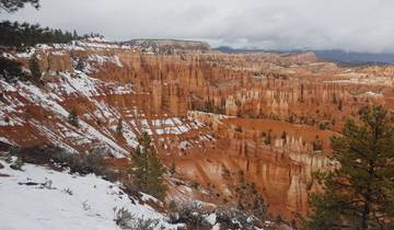 Majestic view of Bryce Canyon covered in snow.