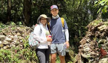 Couple posing on a hiking trail