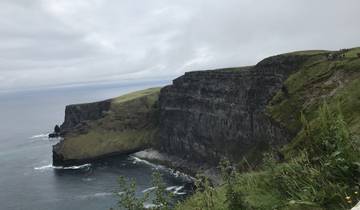 A striking view of the cliffs with the ocean in the background.