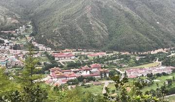 Panorama of a town with traditional architecture.