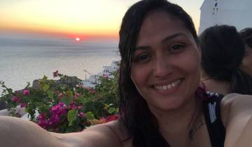 Selfie with sunset over the ocean.