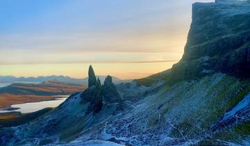 Rocky landscape with dramatic sky.
