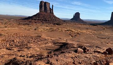 Monument Valley scenic view with iconic rock formations.