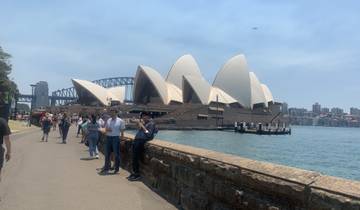 Sydney Opera House with tourists in the foreground.