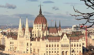 The Hungarian Parliament Building in Budapest by the river.